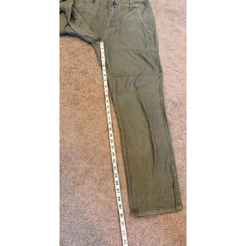 American Eagle Women Olive Green Linen Blend Utility Cargo Pants Sz 8 Reg Safari - Picture 8 of 15
